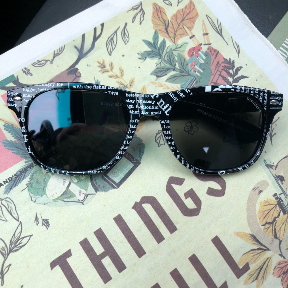*New* Hipster Sunglasses Black with White Print
